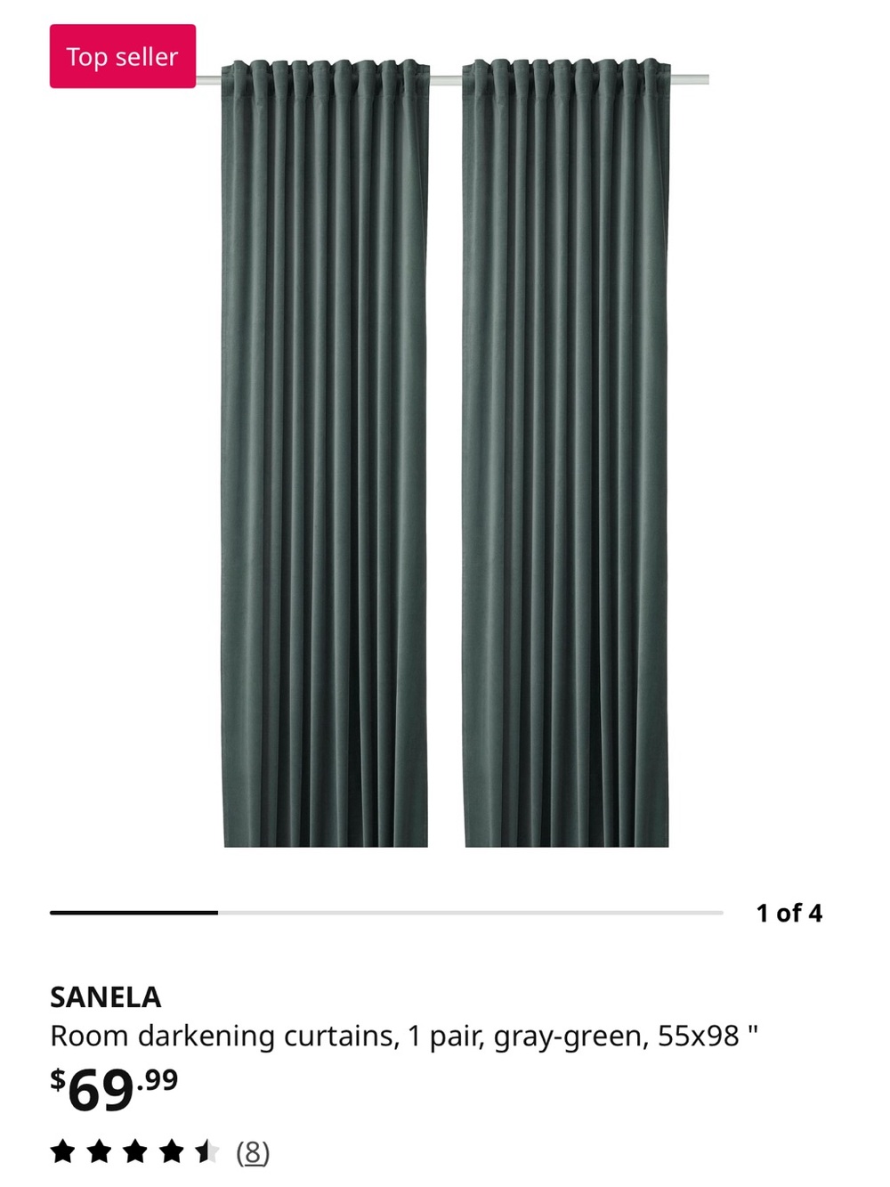 ISO - SANELA Room Darkening Curtain Panels in Gray-Green